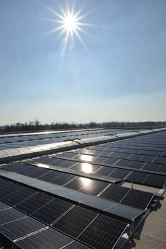 The new photovoltaic system in bright sunshine